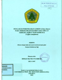 Image of Pengaruh Perendaman Lemon (Citrus limon) pada Diskolorasi Elemen Gigi Tiruan Akrilik Akibat Kopi Robusta (Coffea canephora)