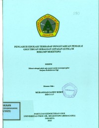 Image of Pengaruh Edukasi terhadap Pengetahuan Pemakai Gigi Tiruan Sebagian Lepasan (GTSL) di RSKGMP Moestopo